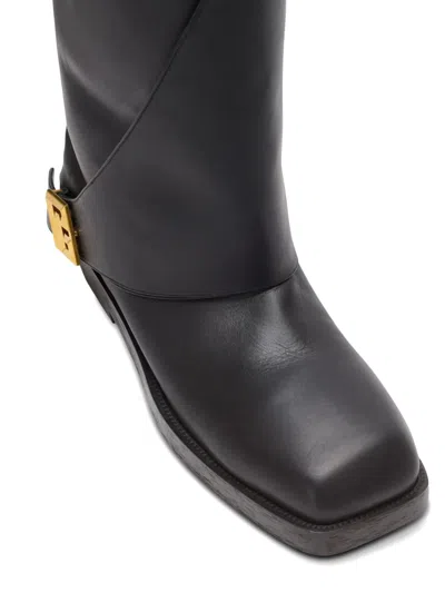 Balmain Twist Flat Leather Boots
