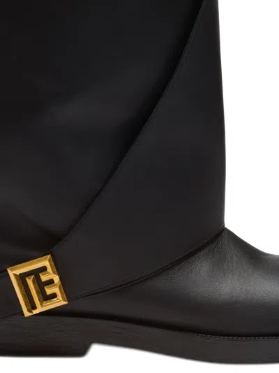 Balmain Twist Flat Leather Boots