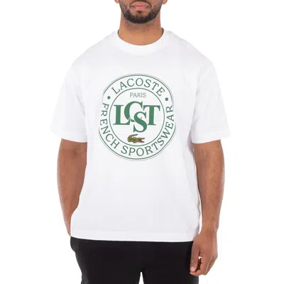 Lacoste Logo Print Crew Neck T-shirt In White