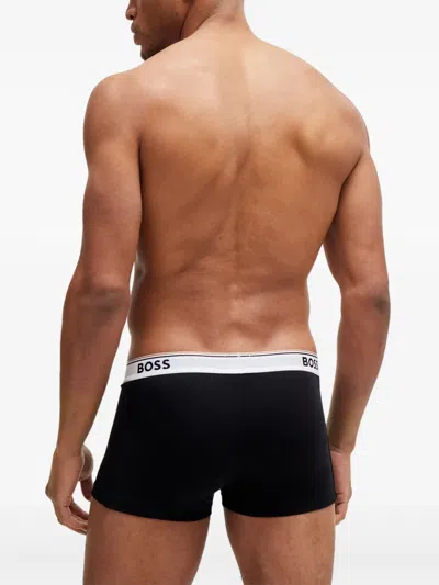 Hugo Boss Three-pack Of Stretch-cotton Boxer Briefs With Logos In Black