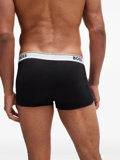 Hugo Boss Three-pack Of Stretch-cotton Boxer Briefs With Logos In Black