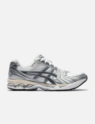 Asics Gel-kayano 14 Sneakers In White And Silver Technical Fabric Blend In Silver