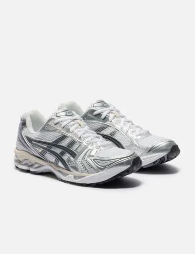 Asics Gel-kayano 14 Sneakers In White And Silver Technical Fabric Blend In Silver