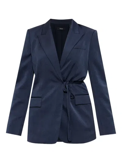 Theory Tie Waist Blazer.cru Clothing In Blue