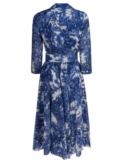 Samantha Sung Blue Toile Print Dress In Blue