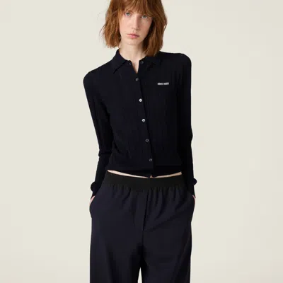 Miu Miu Wool Pants In Blue