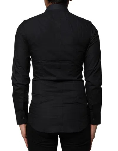 Pre-owned Dolce & Gabbana Black Cotton Gold Long Sleeves Dress Men's Shirt ()