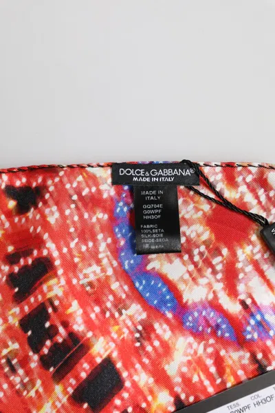 Dolce & Gabbana Black Multicolor Print Square Foulard Men's Scarf