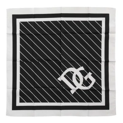 Dolce & Gabbana Black White Dg Logo Square Men Foulard Men's Scarf