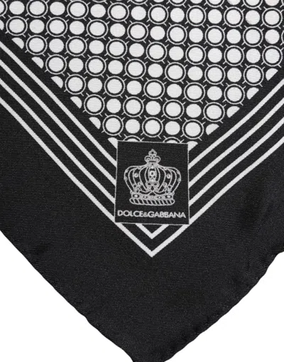 Dolce & Gabbana Black White Patterned Square Men Foulard Men's Scarf