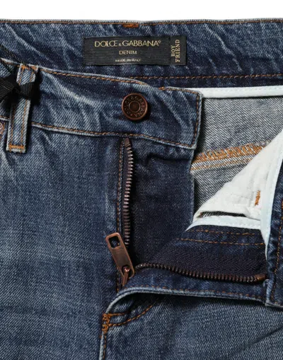 Dolce & Gabbana Blue Cotton Tattered Boyfriend Denim Jeans