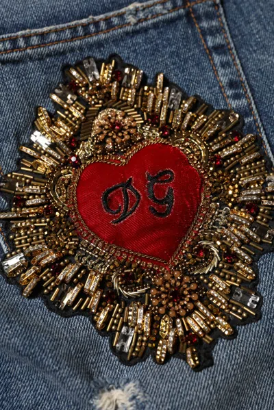 Dolce & Gabbana Blue Cotton Tattered Boyfriend Denim Jeans
