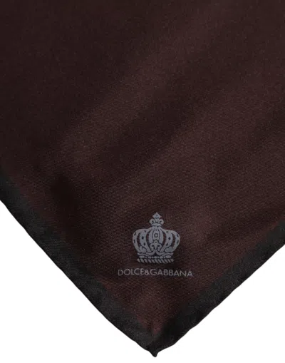 Dolce & Gabbana Brown Dg Crown Silk Square Men Foulard Men's Scarf