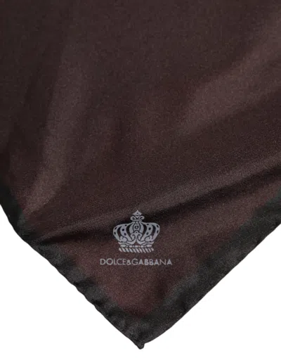 Dolce & Gabbana Brown Dg Crown Silk Square Men Foulard Men's Scarf