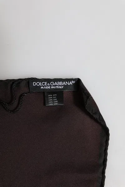 Dolce & Gabbana Brown Dg Crown Silk Square Men Foulard Men's Scarf