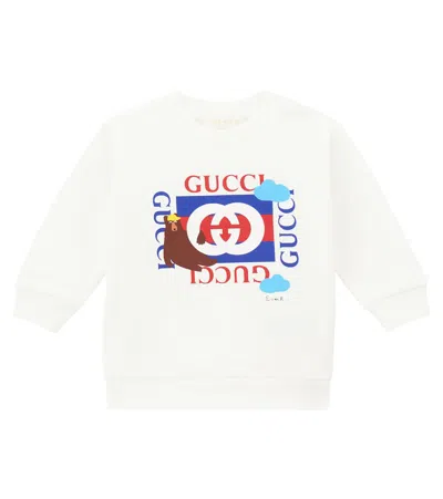 Gucci X Euan Roberts Baby Cotton Fleece Sweatshirt In White