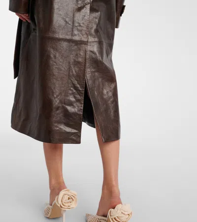 Magda Butrym Belted Leather Coat In Brown