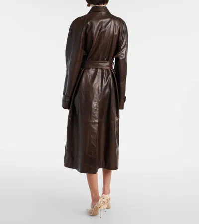 Magda Butrym Belted Leather Coat In Brown