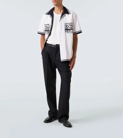 Dolce & Gabbana Short Sleeve Shirt With Contrast Collar And Graphic Print