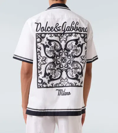 Dolce & Gabbana Short Sleeve Shirt With Contrast Collar And Graphic Print