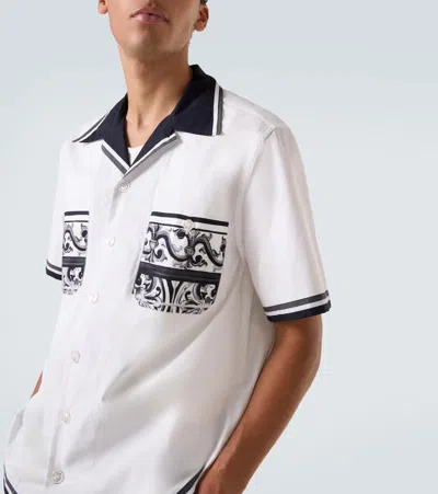 Dolce & Gabbana Short Sleeve Shirt With Contrast Collar And Graphic Print