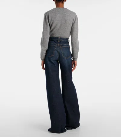 Khaite Abigail High Rise Straight Jeans In Blue