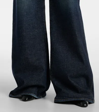 Khaite Abigail High Rise Straight Jeans In Blue