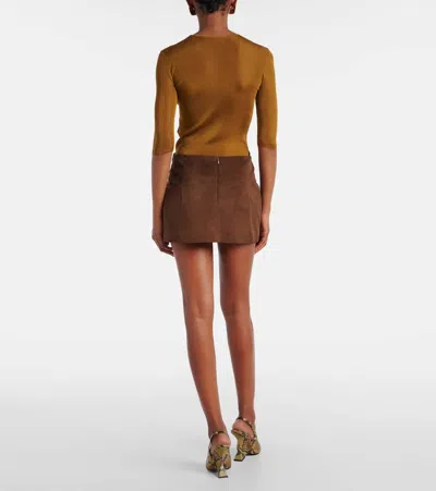 Nour Hammour Avery Suede Miniskirt In Brown