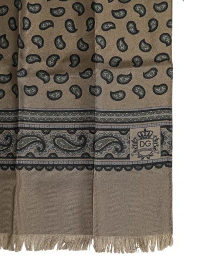Pre-owned Dolce & Gabbana Brown Printed Neck Warmer Men Foulard Men's Scarf ()