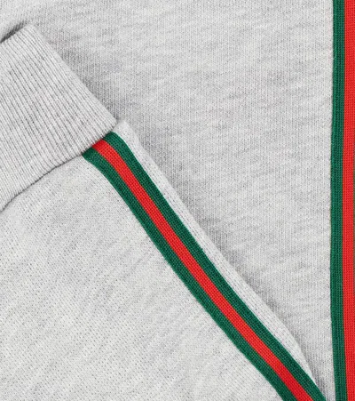 Gucci Baby Web Stripe Cotton Fleece Sweatpants In Gray