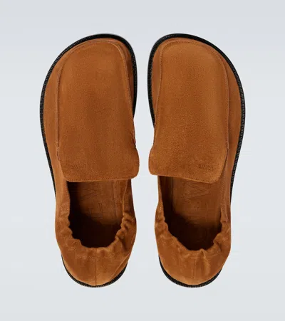 Loewe Mocassini Flex In Pelle Scamosciata Cammello Uomo