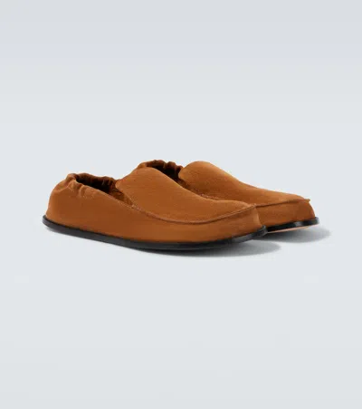 Loewe Mocassini Flex In Pelle Scamosciata Cammello Uomo