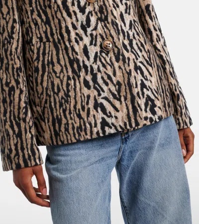 Rixo London Leila Leopard-print Jacket In Brown