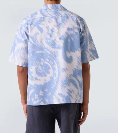 Commas Printed Cotton Bowling Shirt In Blue