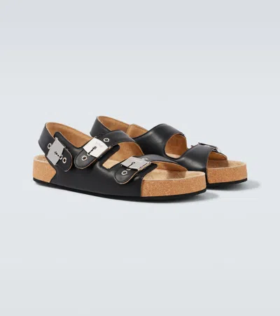 Balenciaga X Scholl Leather Sandals In Black
