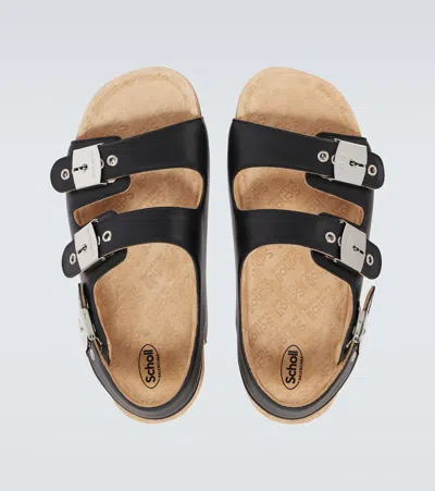 Balenciaga X Scholl Leather Sandals In Black