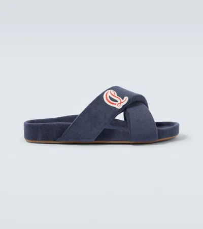 Christian Louboutin Men's Bizzu Sponge Cotton Criss-cross Slides