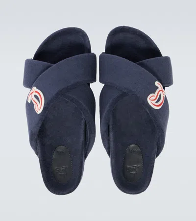 Christian Louboutin Men's Bizzu Sponge Cotton Criss-cross Slides