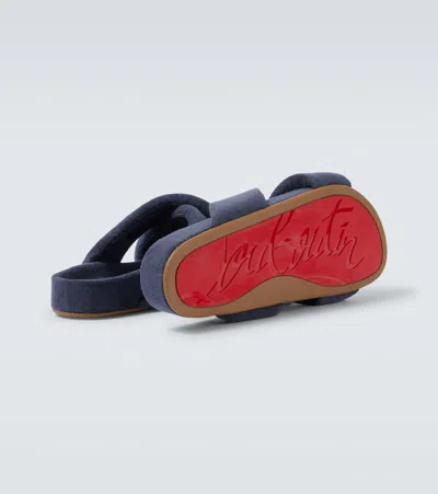 Christian Louboutin Men's Bizzu Sponge Cotton Criss-cross Slides