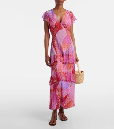 Rixo London Rixo Meena Patterned Silk-chiffon Midi Dress In Multi