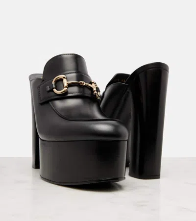 Gucci Horsebit Platform Mules In Calf Leather