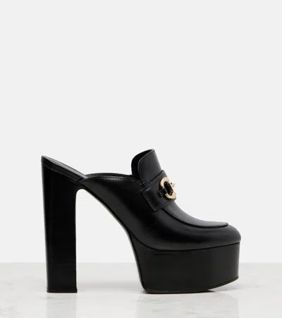 Gucci Horsebit Platform Mules In Calf Leather