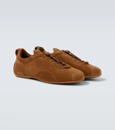 Dunhill Davies Automotive Suede Sneakers In Brown