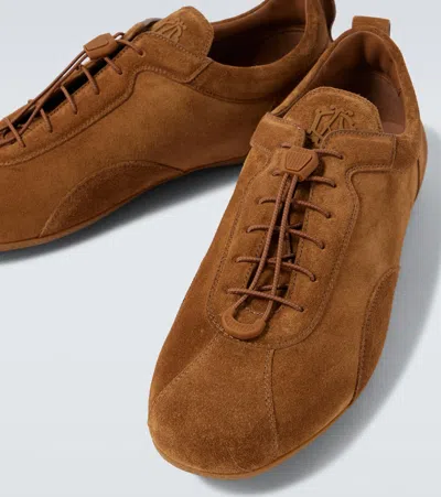Dunhill Davies Automotive Suede Sneakers In Brown