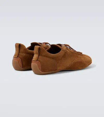 Dunhill Davies Automotive Suede Sneakers In Brown