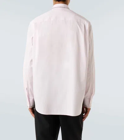 Alexander Mcqueen Studded Cotton Poplin Shirt In Pink
