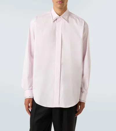 Alexander Mcqueen Studded Cotton Poplin Shirt In Pink