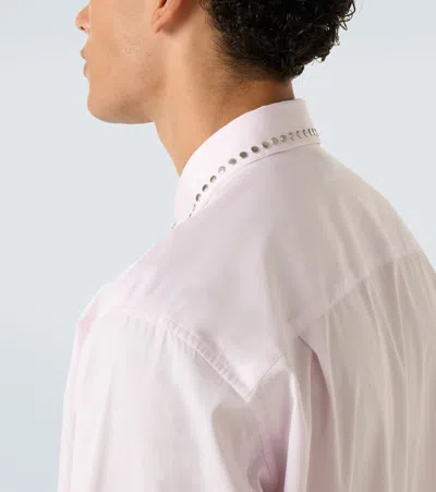 Alexander Mcqueen Studded Cotton Poplin Shirt In Pink