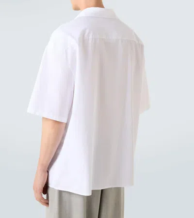 Loewe Mens White Monogram-embroidery Short-sleeves Cotton-poplin Shirt In White