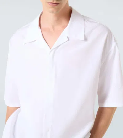 Loewe Mens White Monogram-embroidery Short-sleeves Cotton-poplin Shirt In White